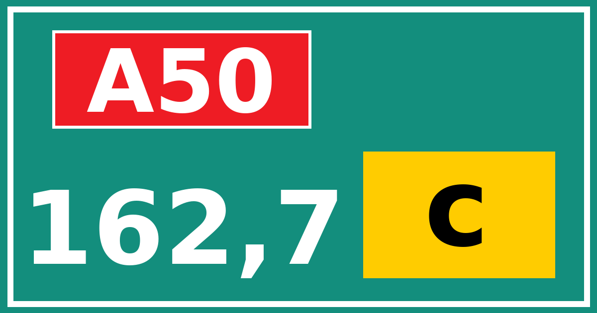 Hectometerbord A50 162,7 letter c