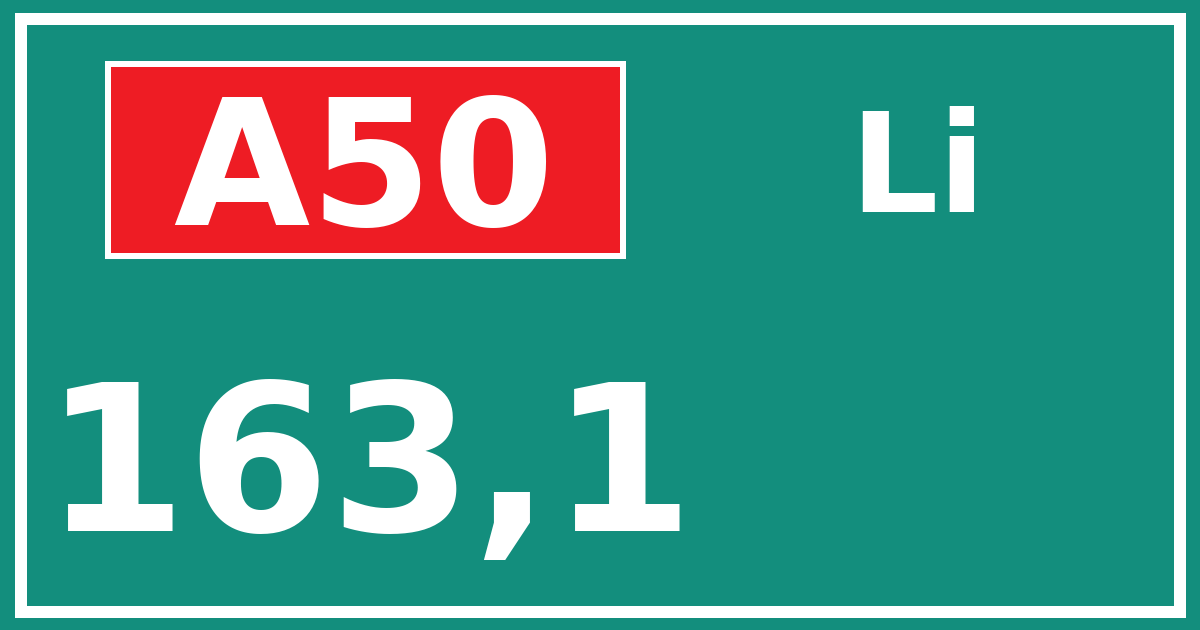 Hectometerbord A50 163,1 zijde Li