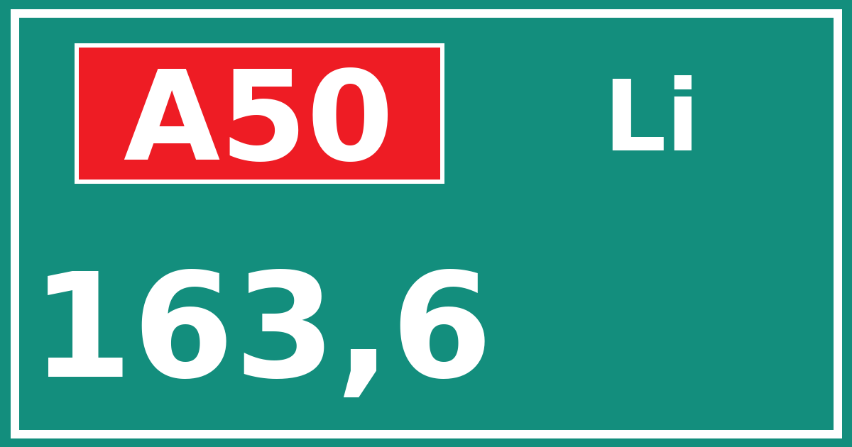 Hectometerbord A50 163,6 zijde Li