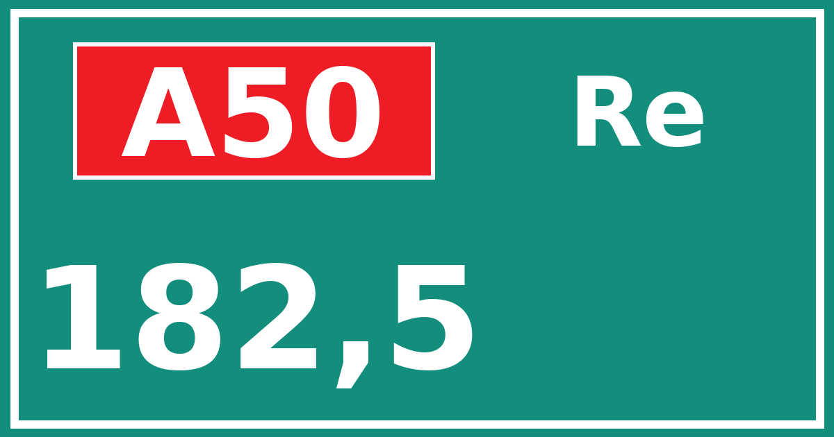 Hectometerbord A50 182,5 zijde Re