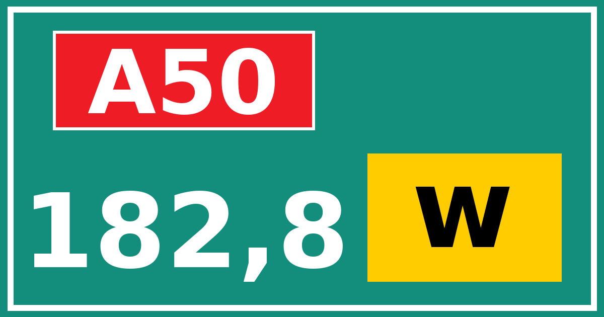 Hectometerbord A50 182,8 letter w