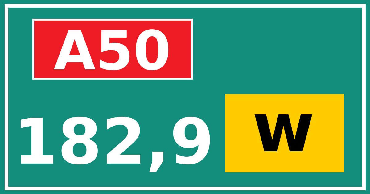 Hectometerbord A50 182,9 letter w