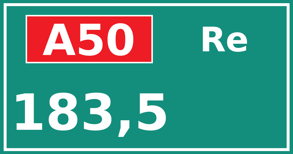 Hectometerbord A50 183,5 zijde Re