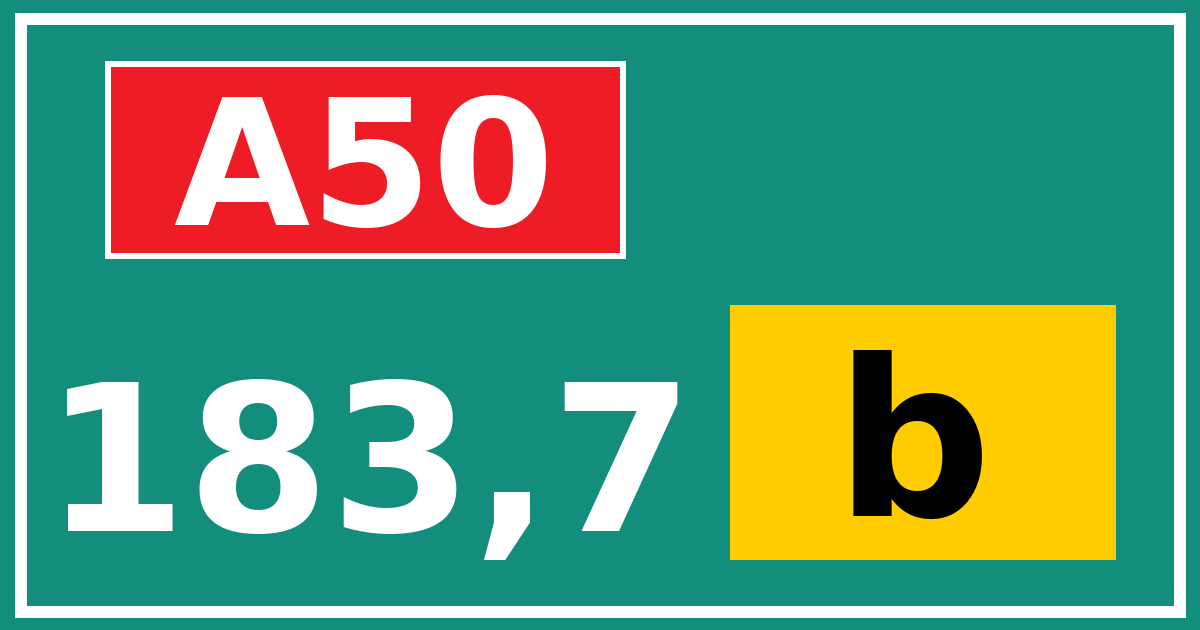 Hectometerbord A50 183,7 letter b