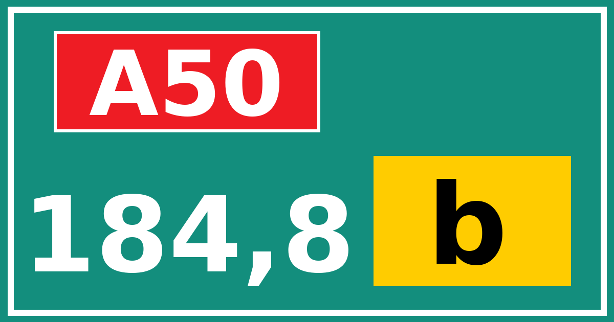 Hectometerbord A50 184,8 letter b