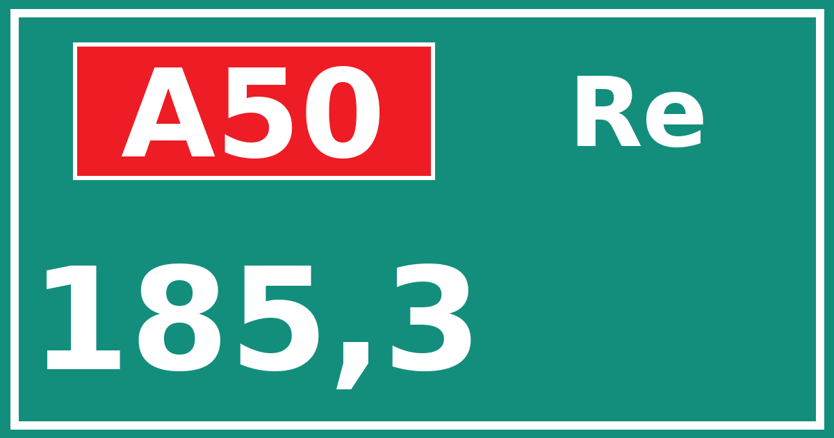 Hectometerbord A50 185,3 zijde Re