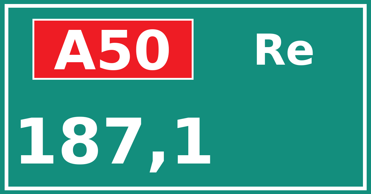 Hectometerbord A50 187,1 zijde Re