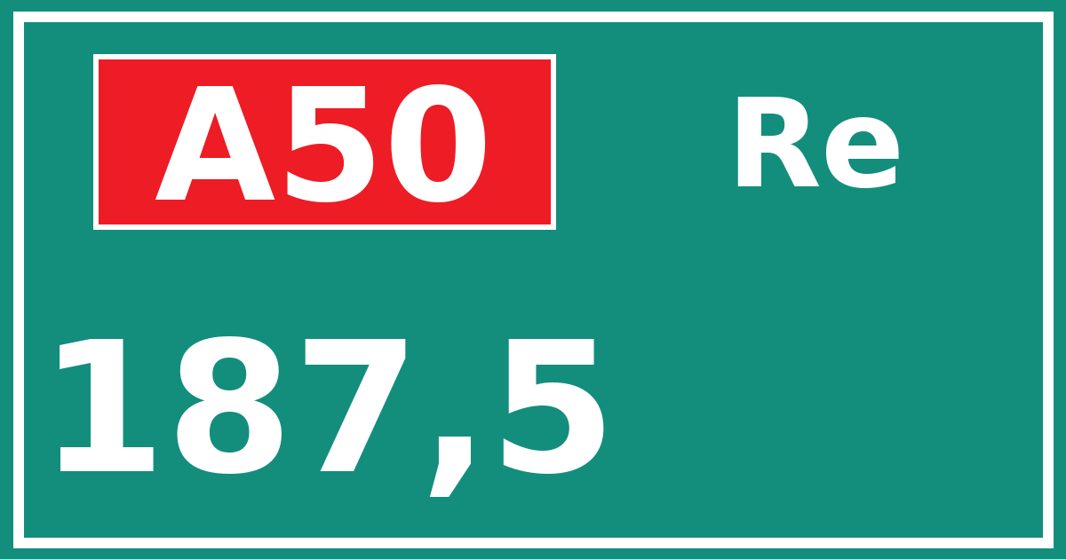 Hectometerbord A50 187,5 zijde Re