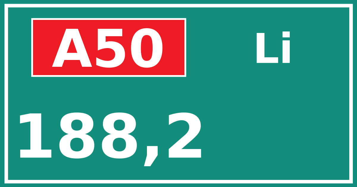 Hectometerbord A50 188,2 zijde Li