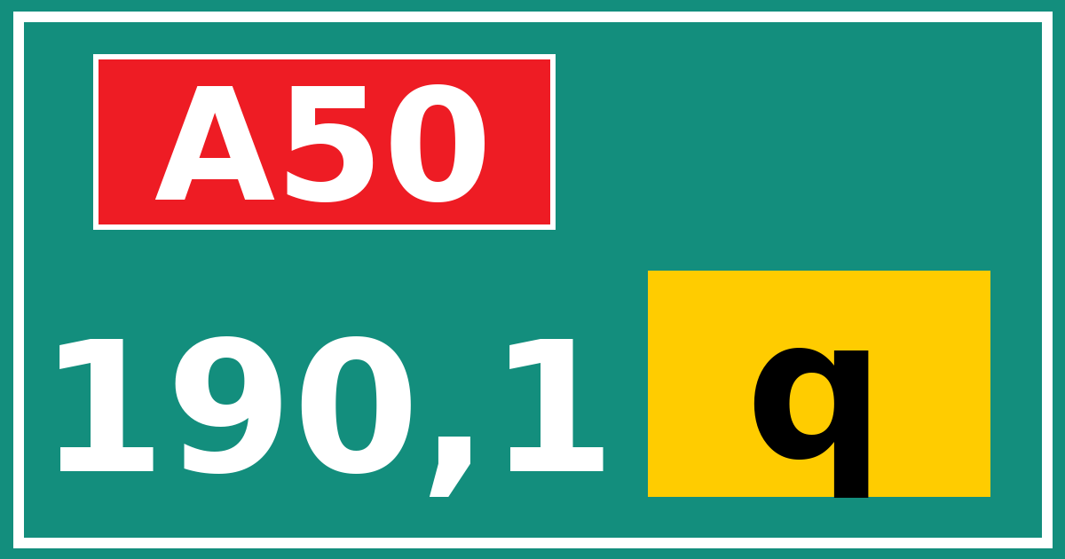 Hectometerbord A50 190,1 letter q