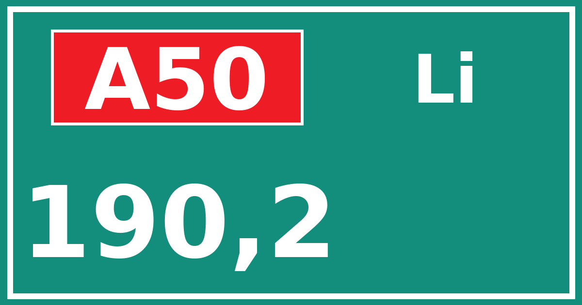 Hectometerbord A50 190,2 zijde Li