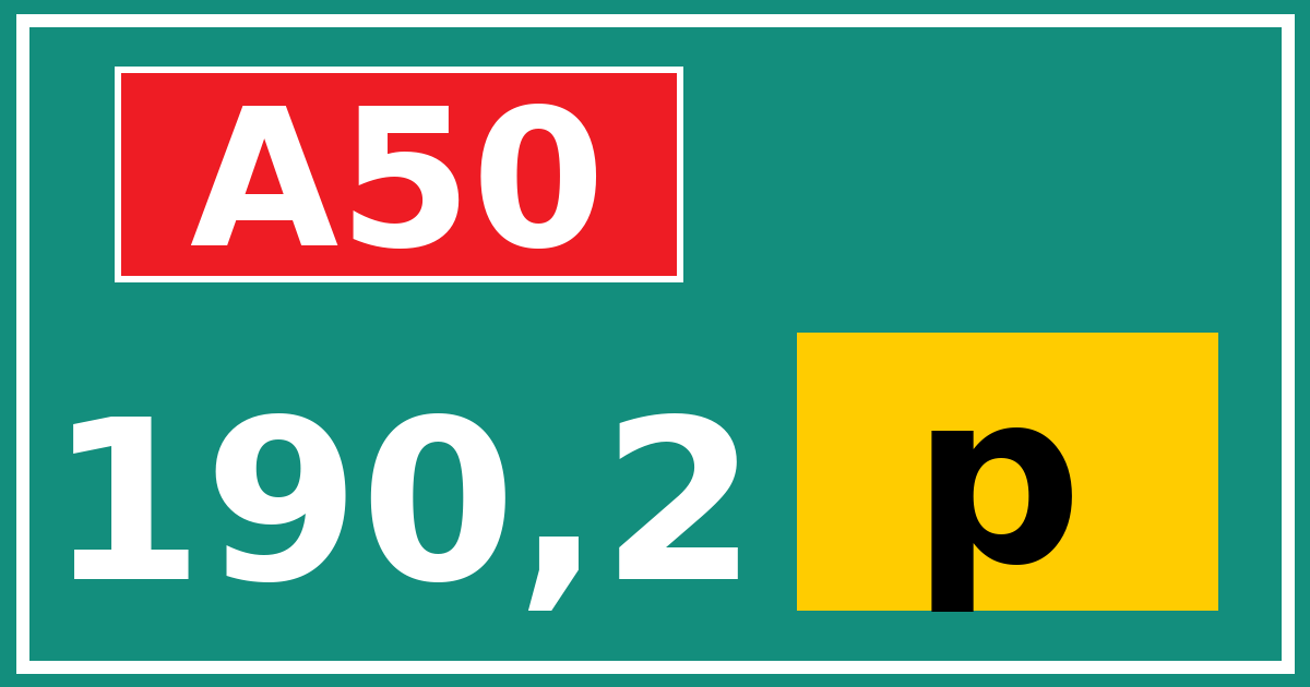 Hectometerbord A50 190,2 letter p