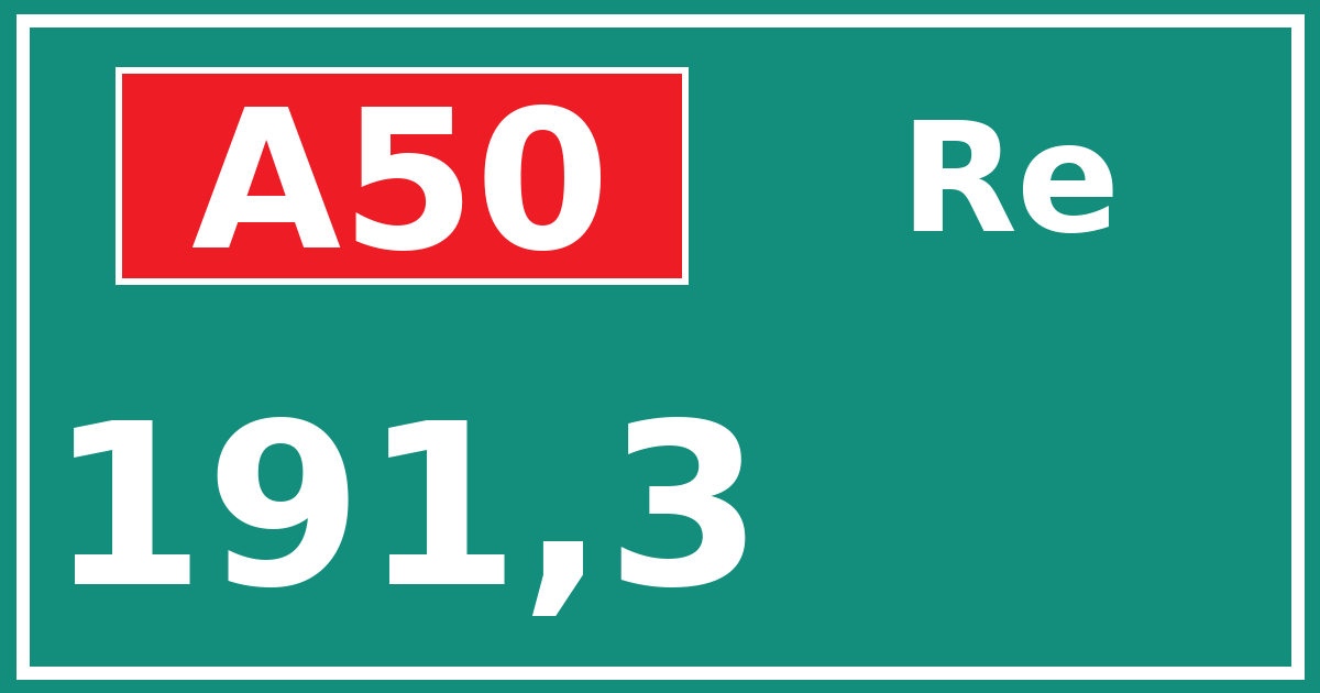 Hectometerbord A50 191,3 zijde Re