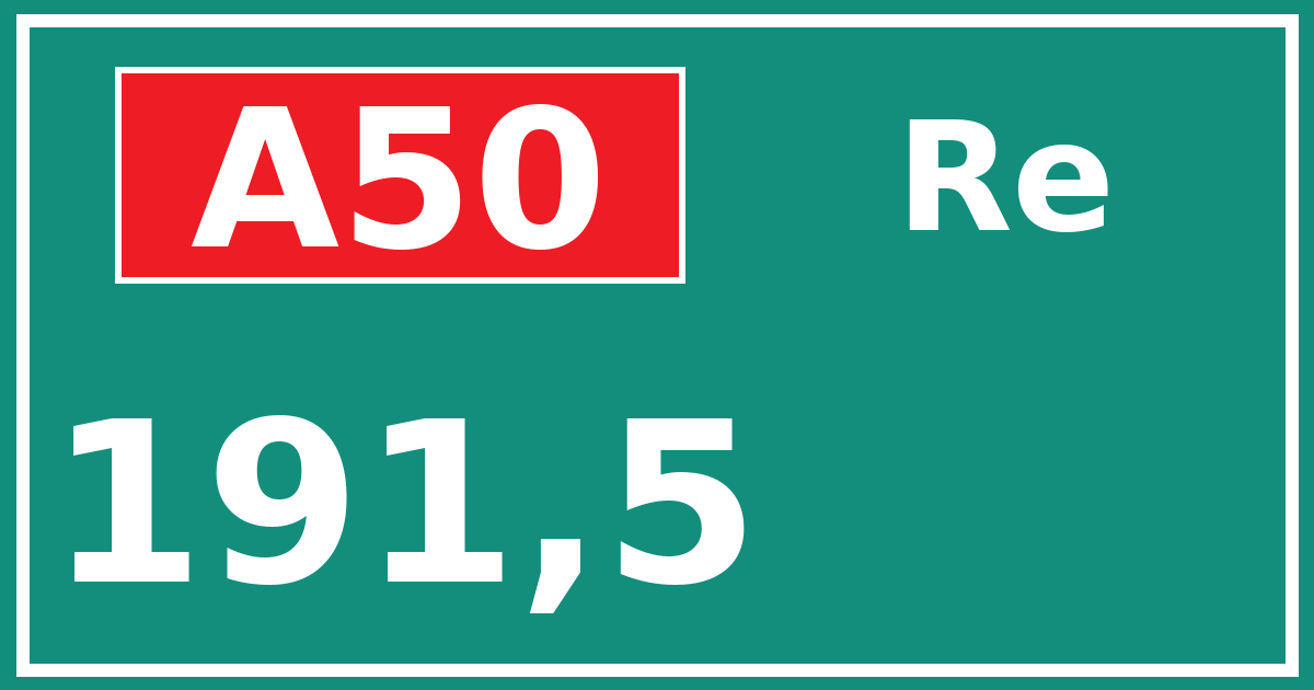 Hectometerbord A50 191,5 zijde Re