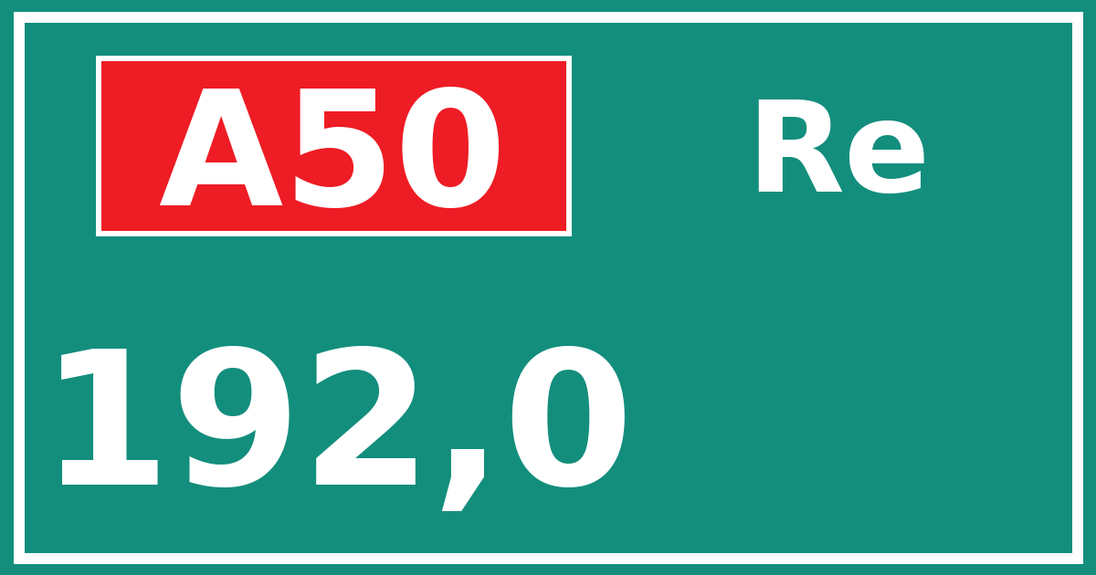 Hectometerbord A50 192,0 zijde Re