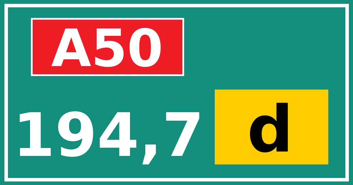 Hectometerbord A50 194,7 letter d