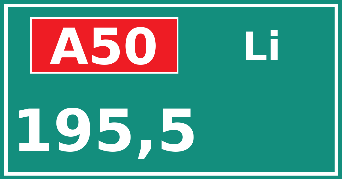 Hectometerbord A50 195,5 zijde Li