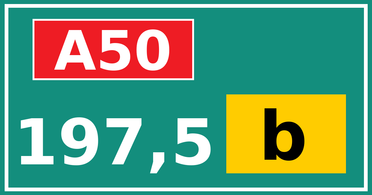 Hectometerbord A50 197,5 letter b