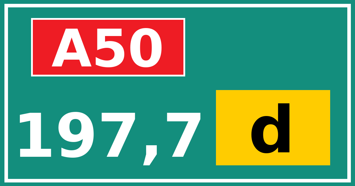 Hectometerbord A50 197,7 letter d