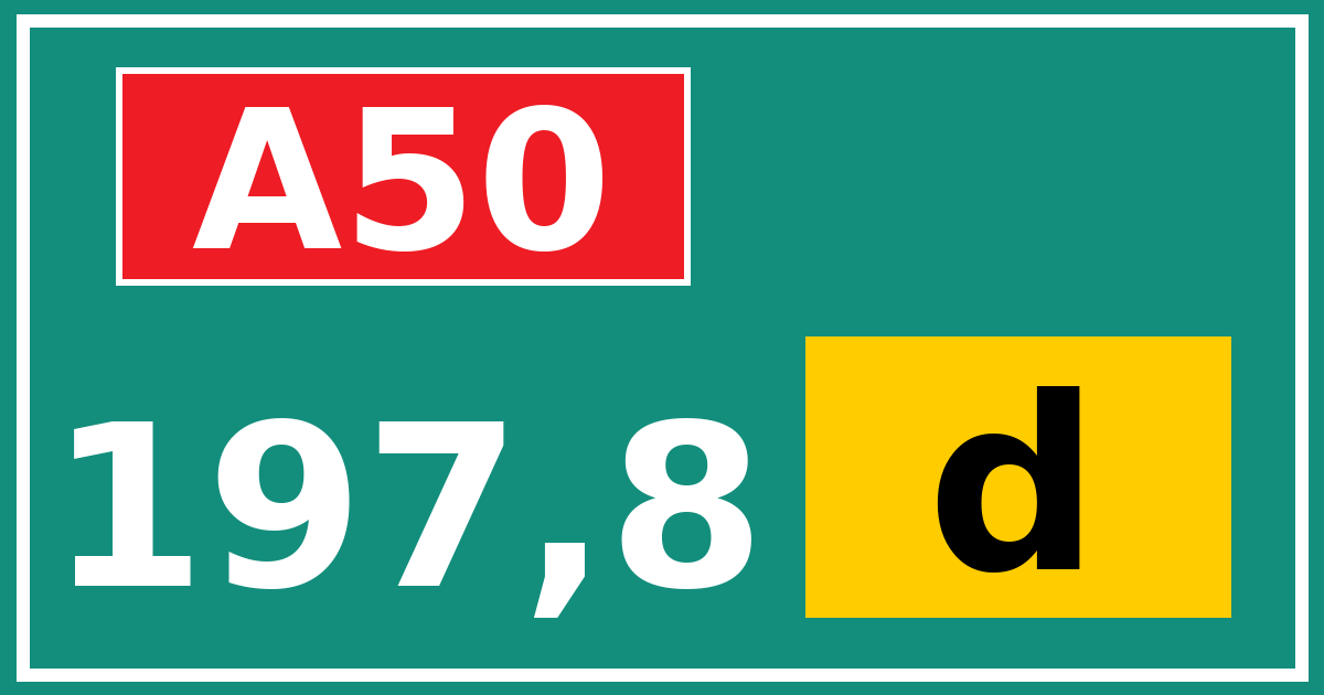 Hectometerbord A50 197,8 letter d
