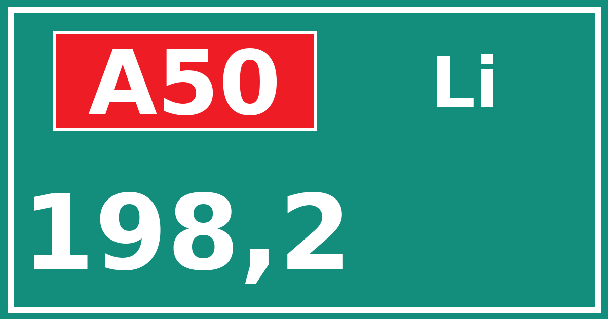 Hectometerbord A50 198,2 zijde Li