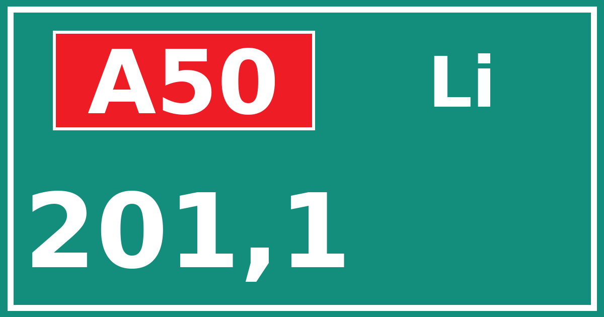 Hectometerbord A50 201,1 zijde Li