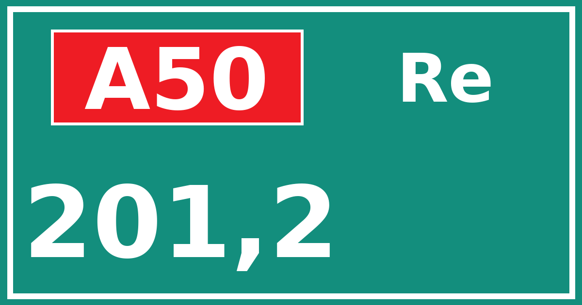 Hectometerbord A50 201,2 zijde Re