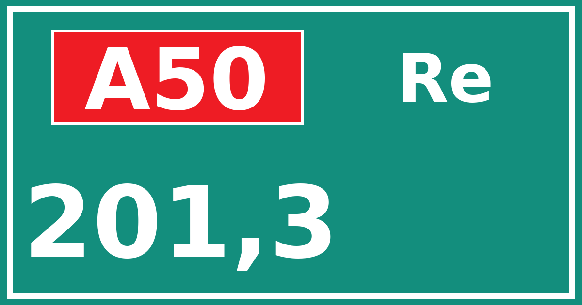 Hectometerbord A50 201,3 zijde Re