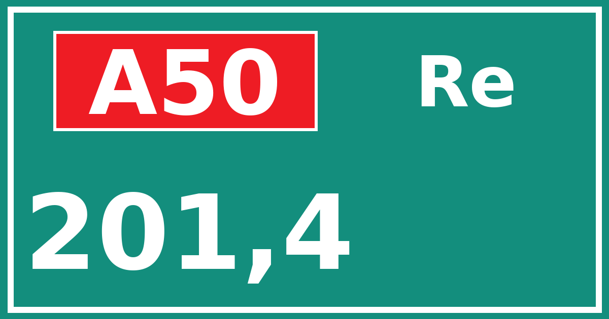 Hectometerbord A50 201,4 zijde Re