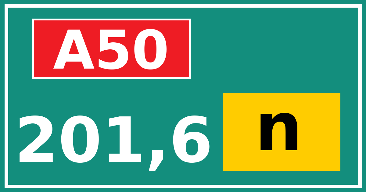 Hectometerbord A50 201,6 letter n