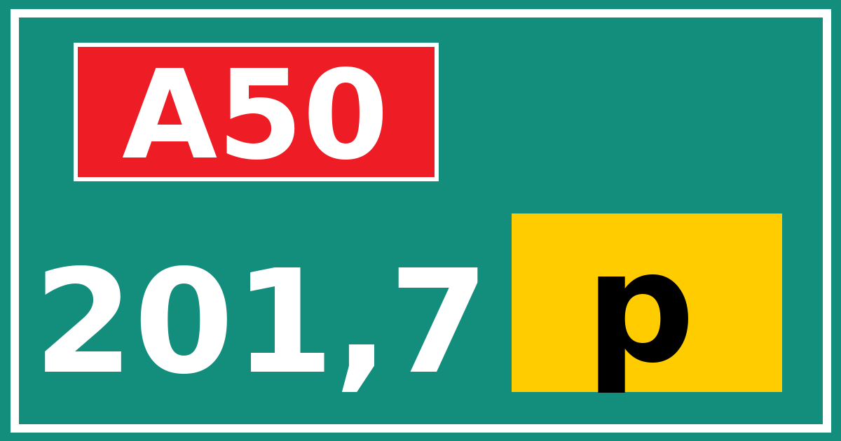 Hectometerbord A50 201,7 letter p