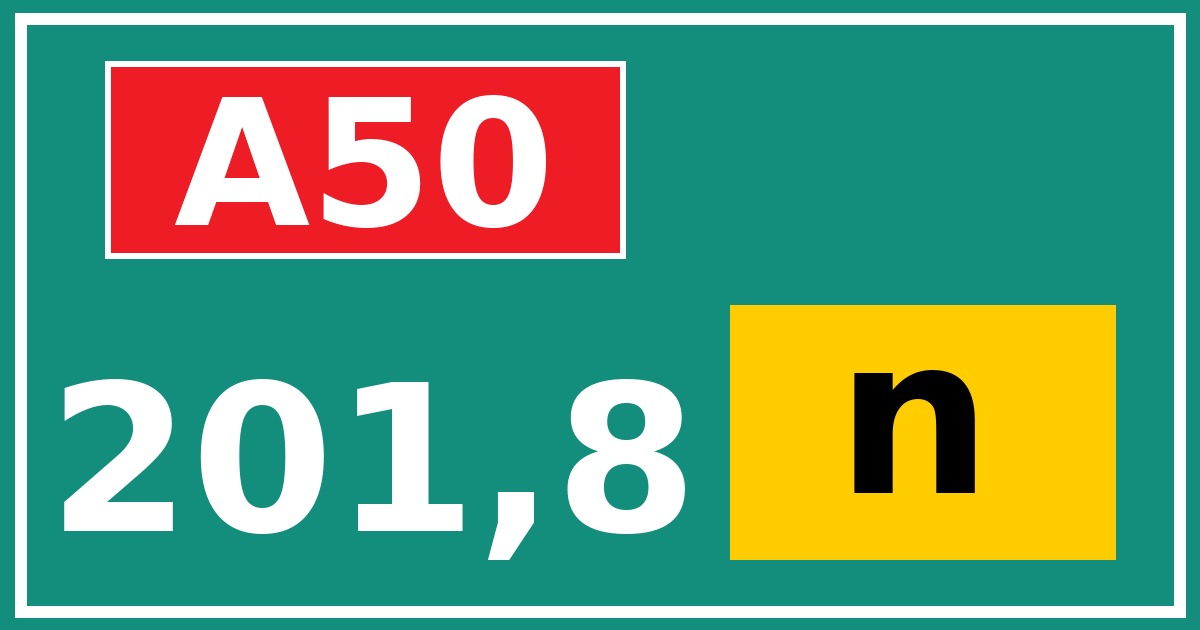 Hectometerbord A50 201,8 letter n