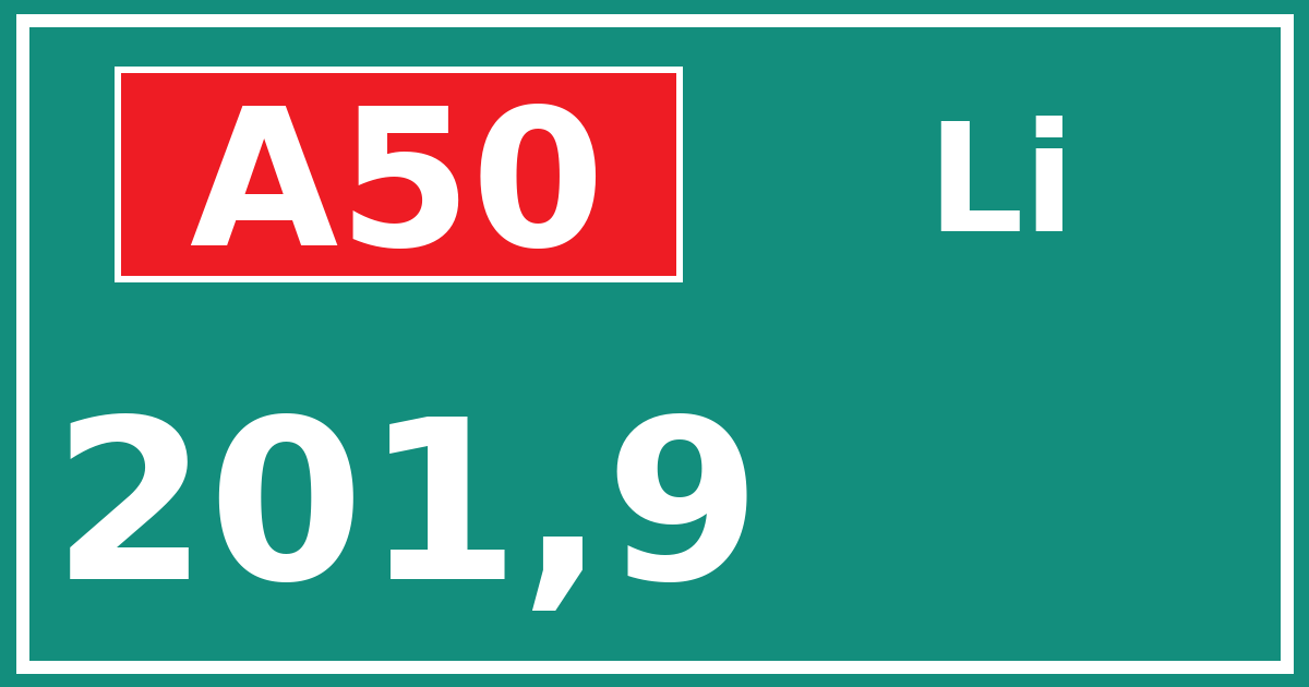 Hectometerbord A50 201,9 zijde Li
