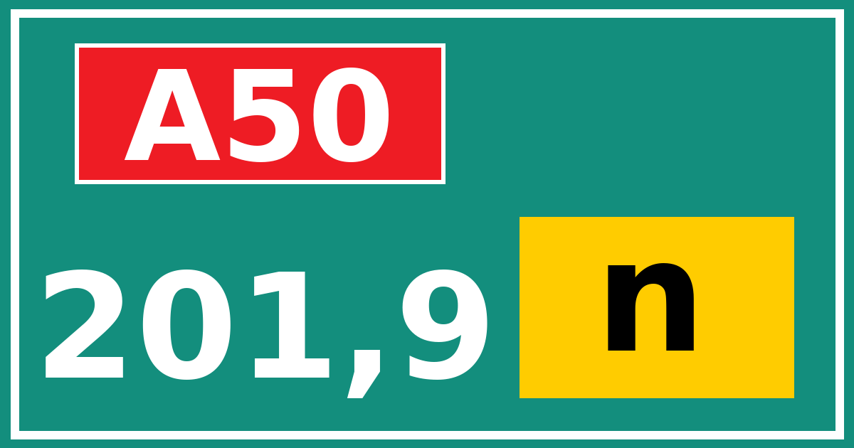 Hectometerbord A50 201,9 letter n