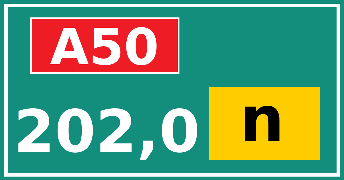Hectometerbord A50 202,0 letter n