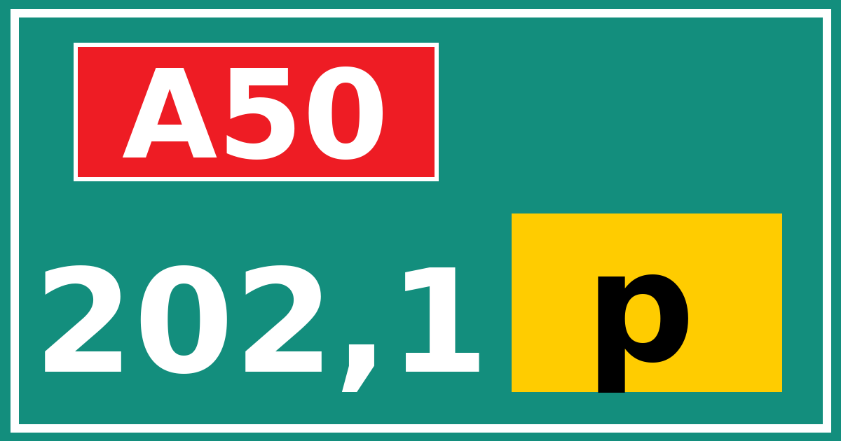 Hectometerbord A50 202,1 letter p