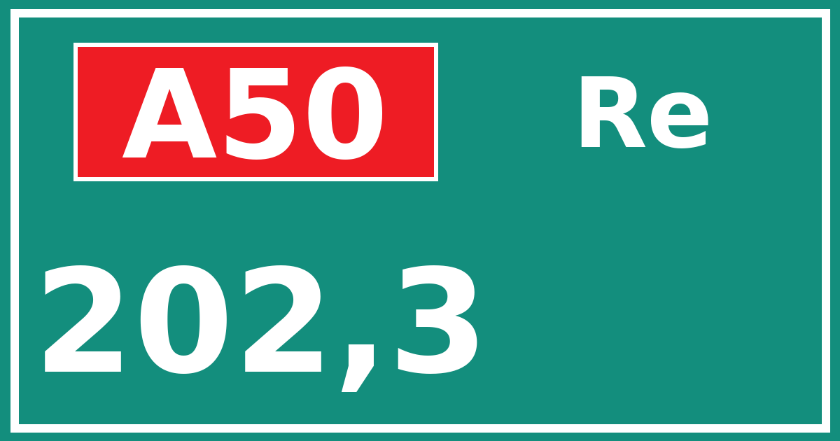Hectometerbord A50 202,3 zijde Re