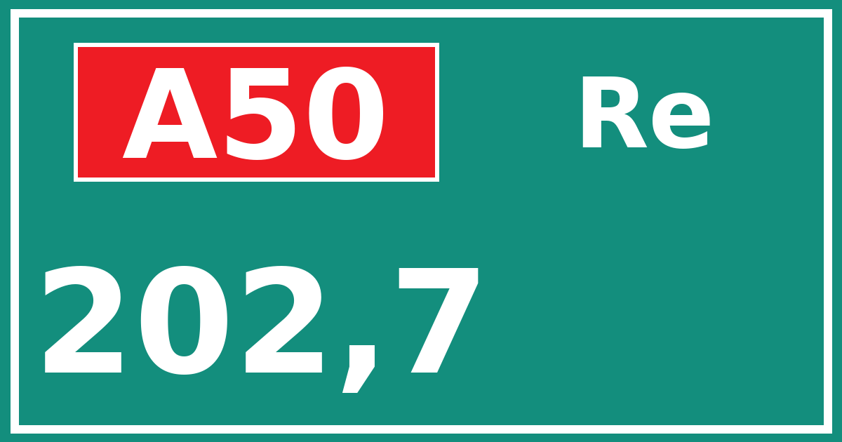 Hectometerbord A50 202,7 zijde Re