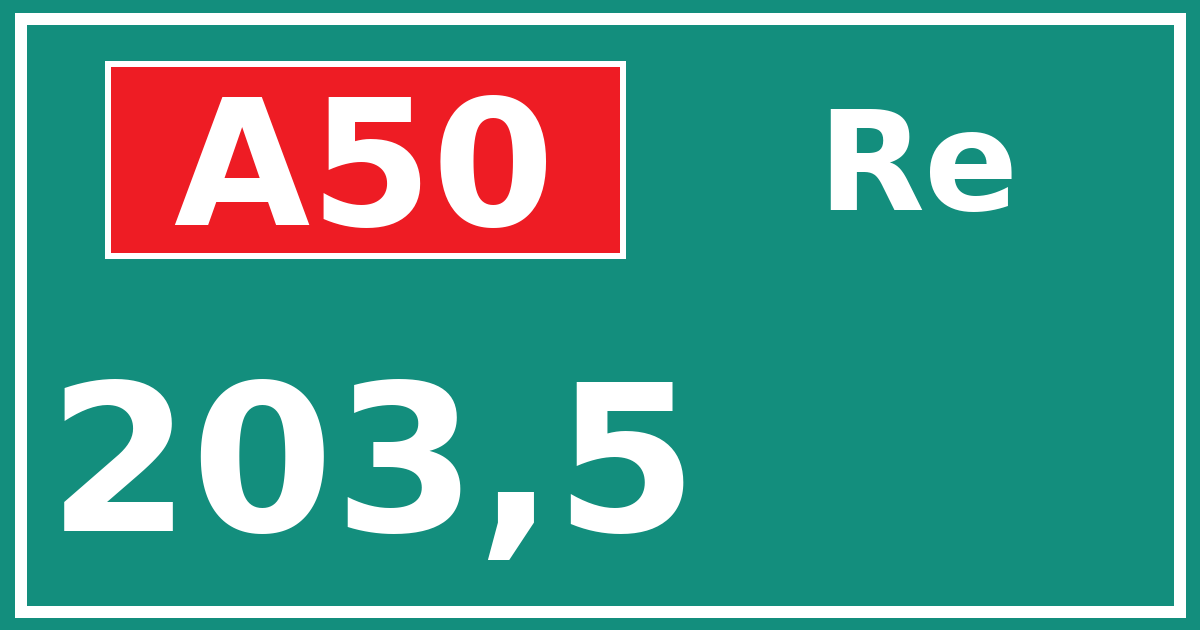Hectometerbord A50 203,5 zijde Re