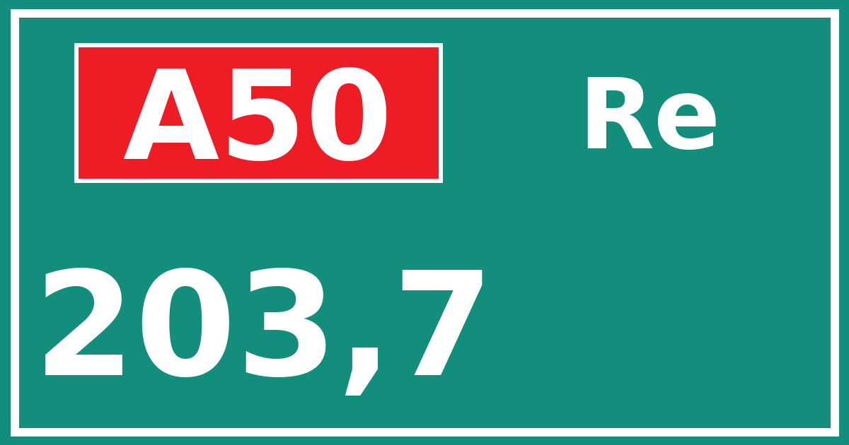 Hectometerbord A50 203,7 zijde Re