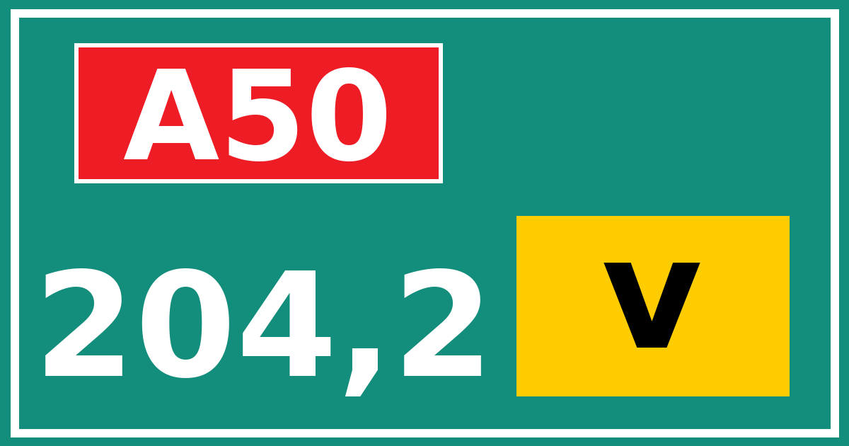 Hectometerbord A50 204,2 letter v