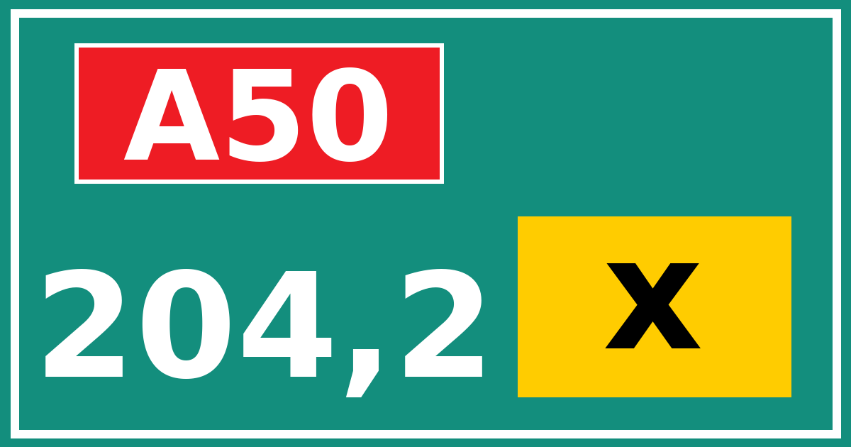 Hectometerbord A50 204,2 letter x