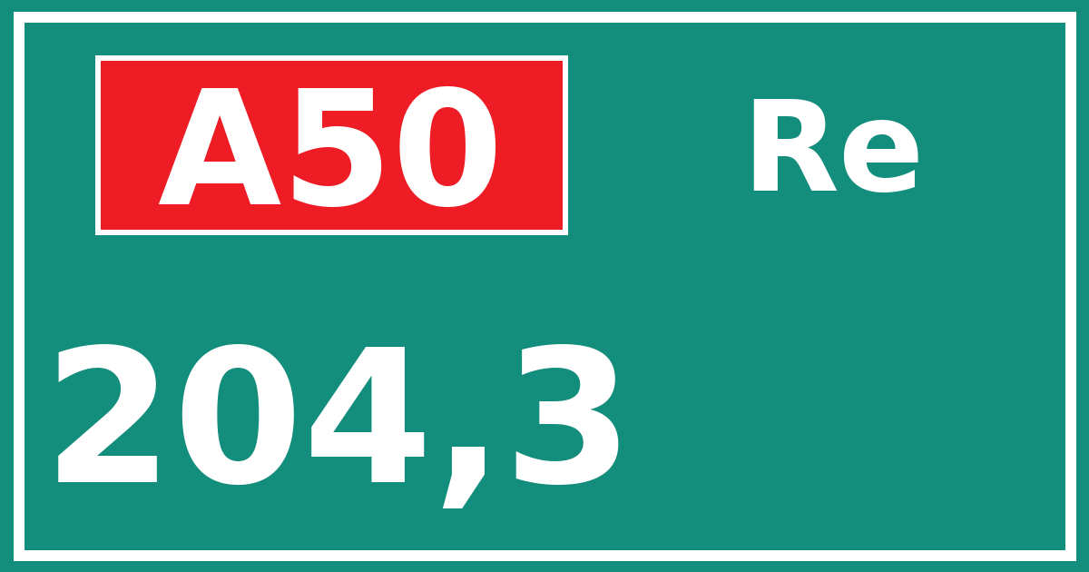 Hectometerbord A50 204,3 zijde Re