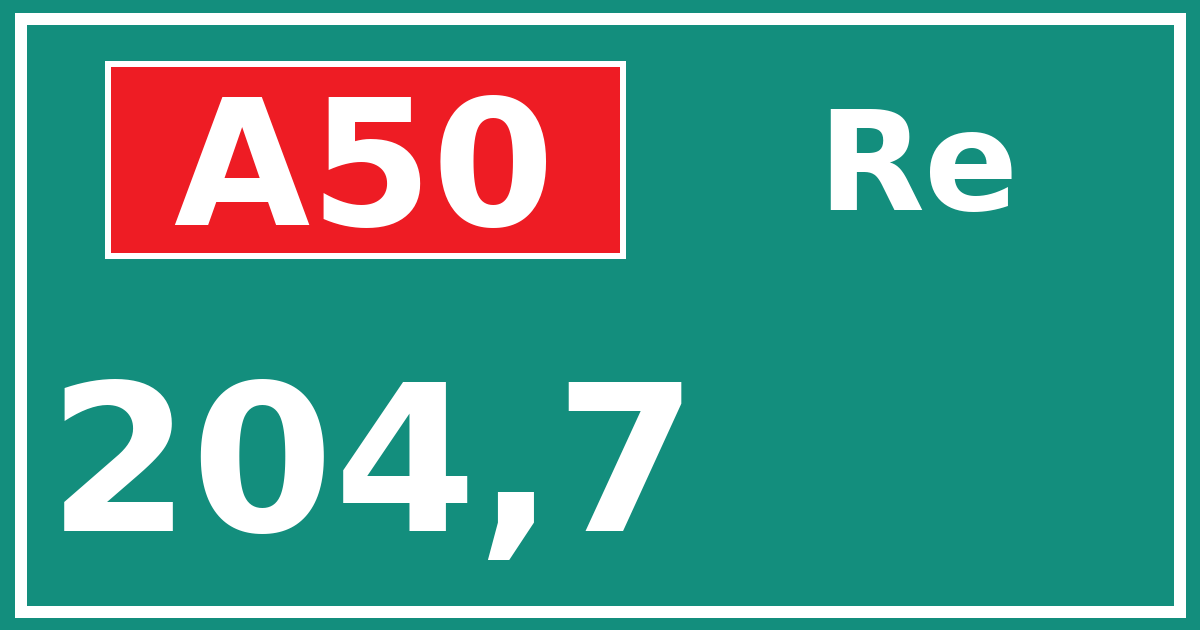 Hectometerbord A50 204,7 zijde Re