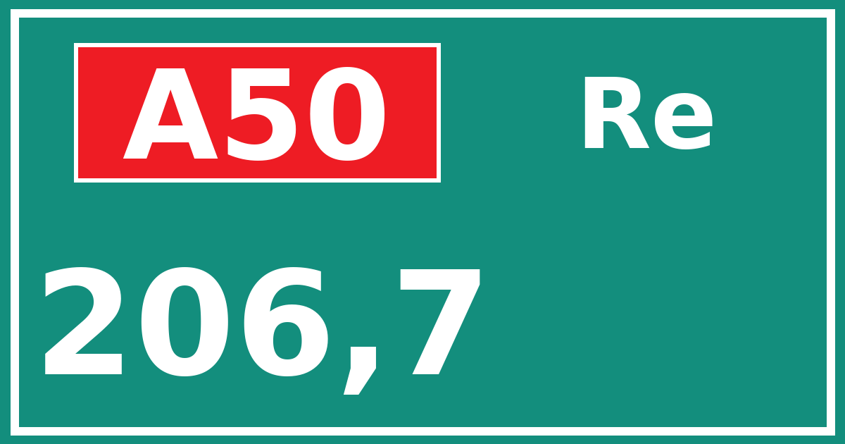 Hectometerbord A50 206,7 zijde Re