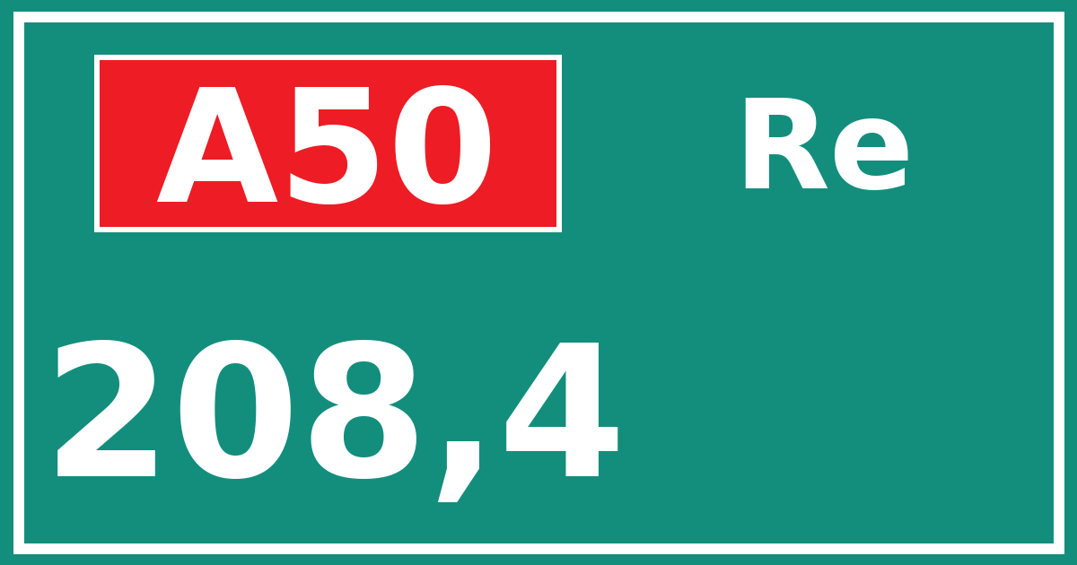 Hectometerbord A50 208,4 zijde Re