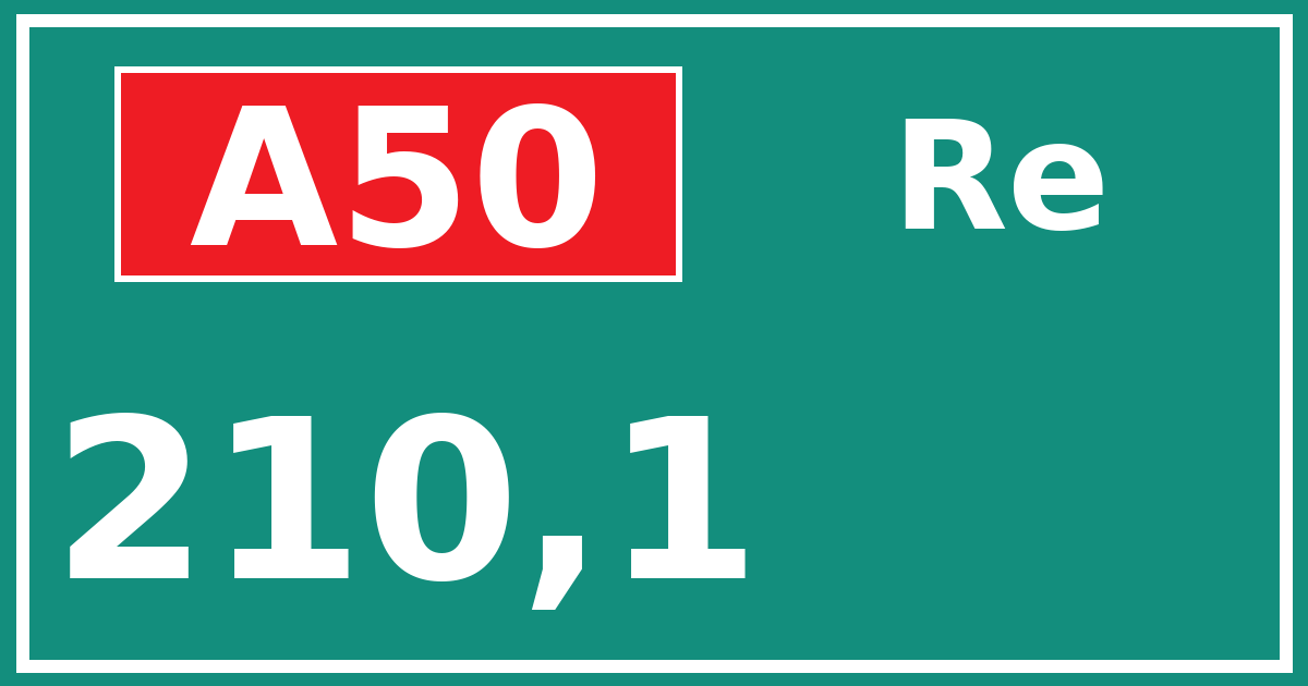 Hectometerbord A50 210,1 zijde Re