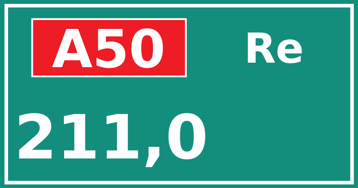 Hectometerbord A50 211,0 zijde Re