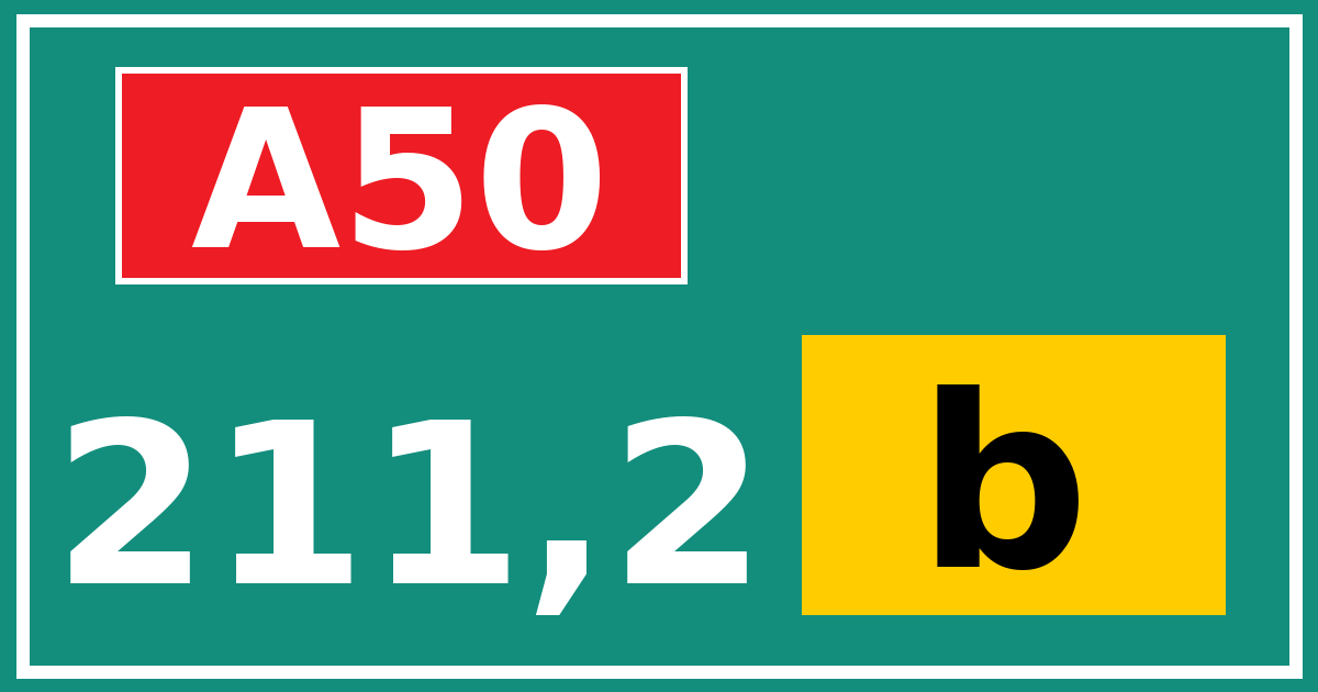 Hectometerbord A50 211,2 letter b