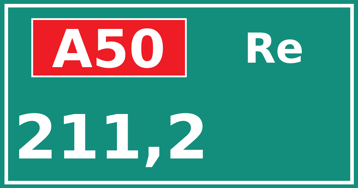 Hectometerbord A50 211,2 zijde Re